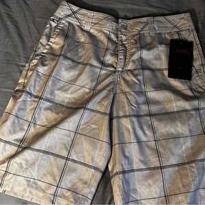 Men's Gray Plaid Shorts